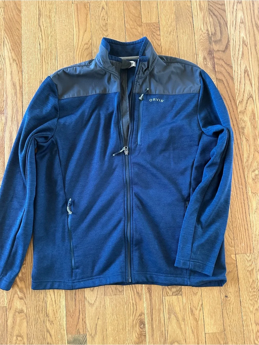 Orvis Men's Royal Blue and Charcoal Lightweight Zip Jacket